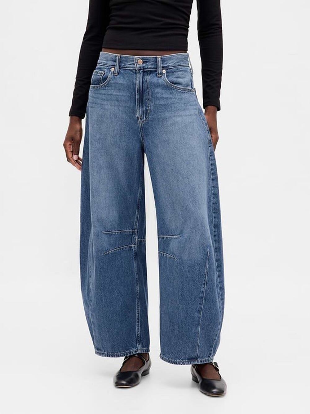 GAP High Rise Barrel Horseshoe jeans Indigo 26 X 30 Button Fly Loose